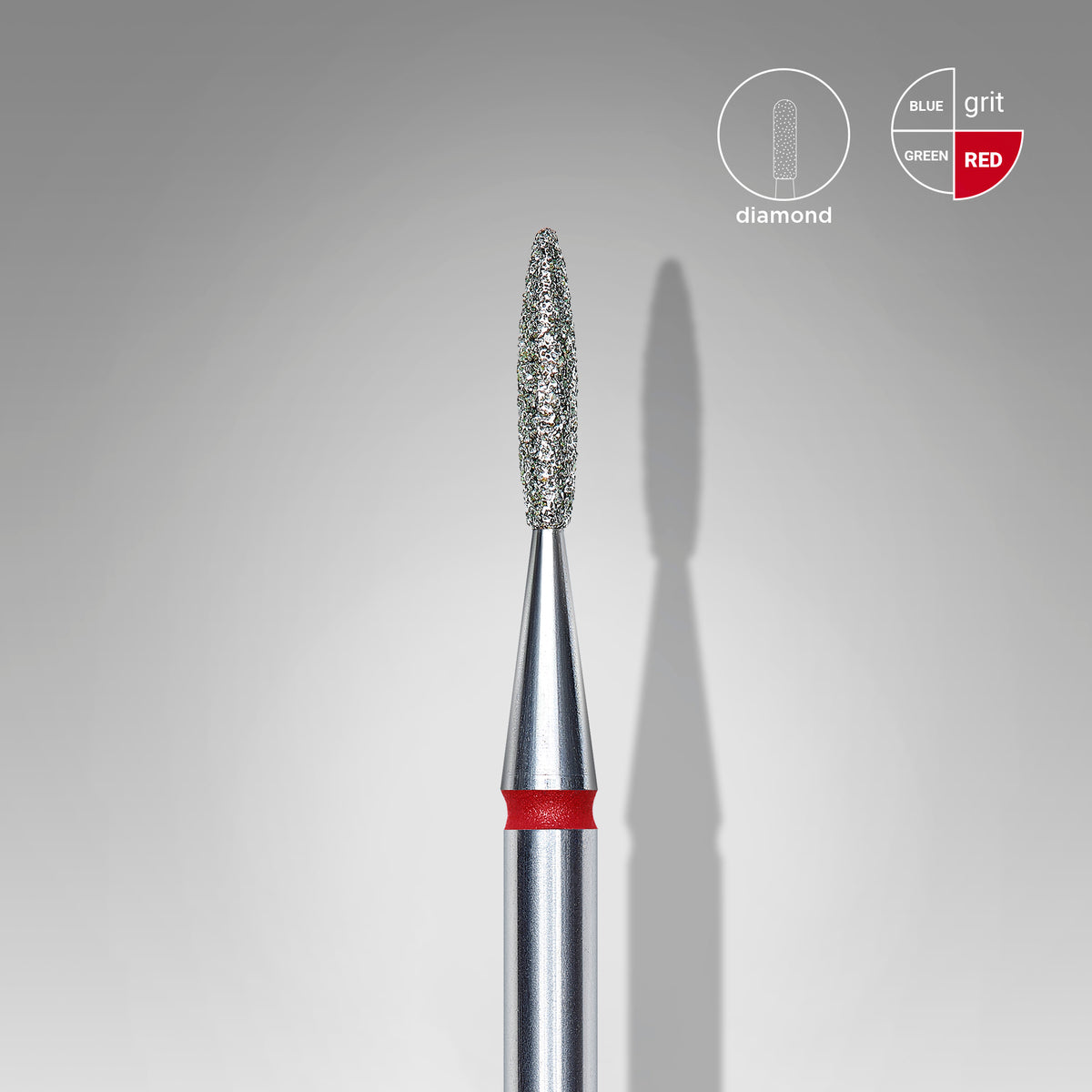 Diamond nail drill bit flame RED EXPERT head diameter 1,6 mm / working part 8 mm