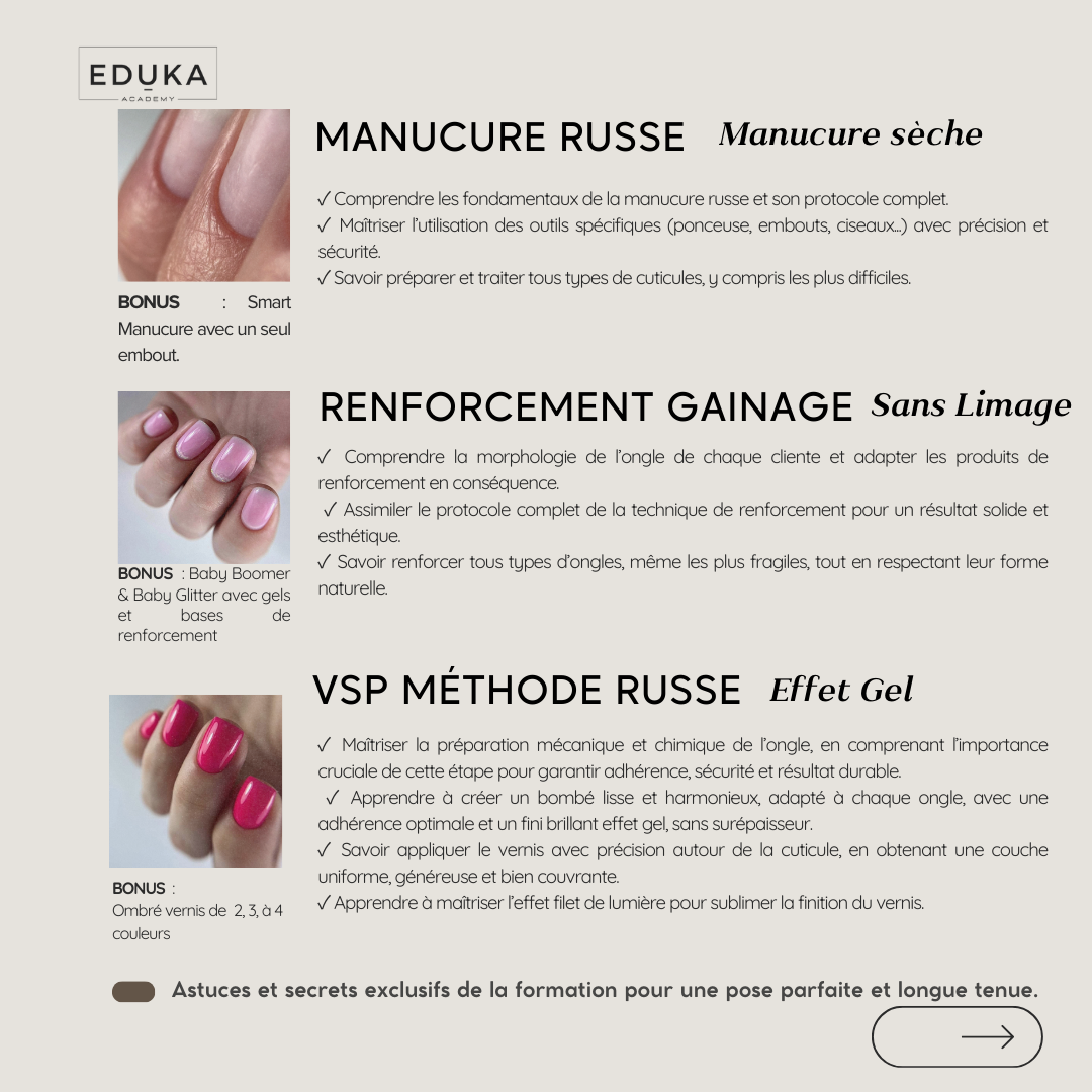 FORMATION DE BASE PROTHÉSISTE ONGULAIRE "Techniques Russes"