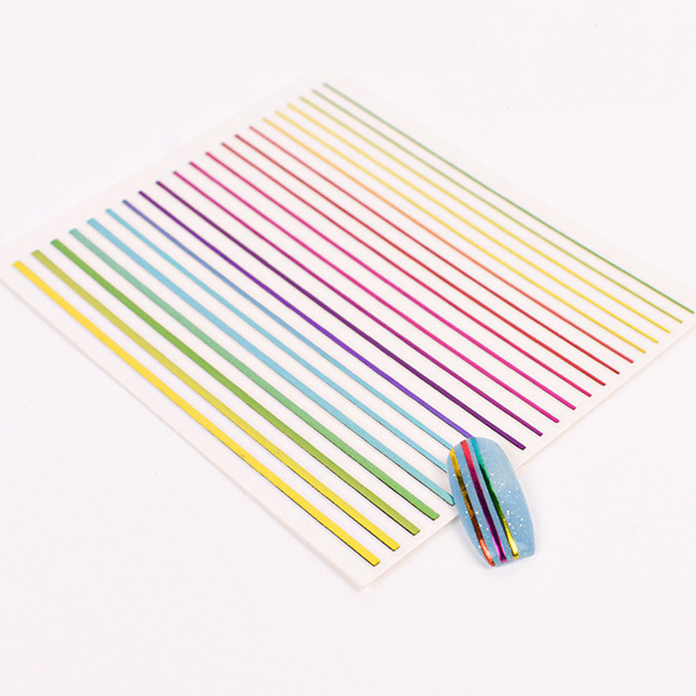 SMOOTH STRIPE NAIL ART STICKER 07 RAINBOW🌈