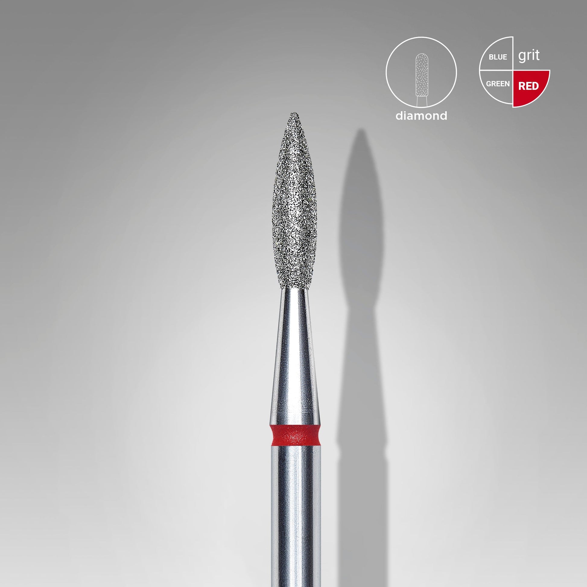 Embout diamanté pointu flamme rouge EXPERT tête diamètre 2,1 mm / partie travaillante 8 mm