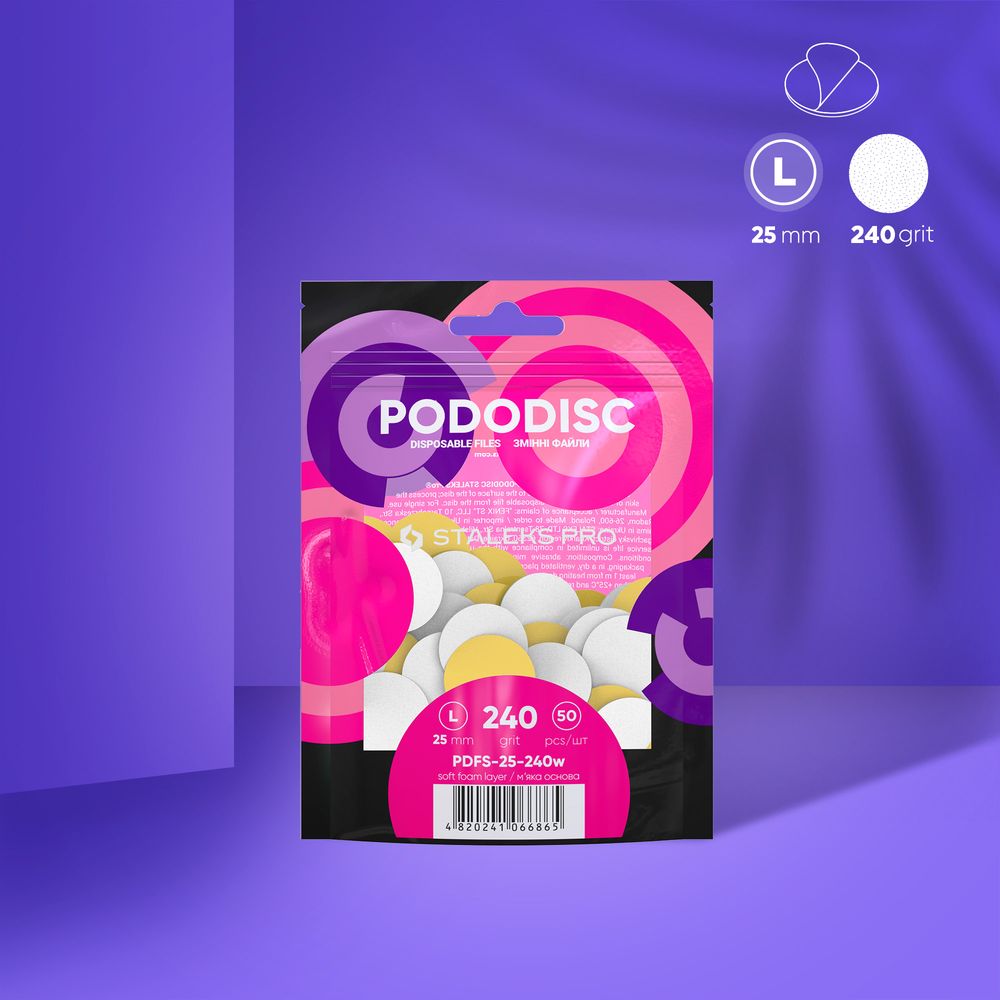 Pack de recharge de limes avec mousse adhésives pour PODODISC STALEKS PRO L, 240 grits (50 pcs)