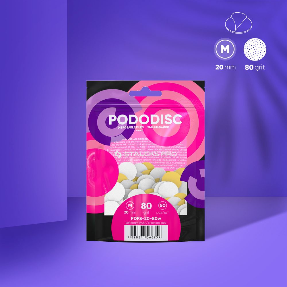 Pack de recharge de limes avec mousse adhésives pour PODODISC STALEKS PRO M, 80 grits (50 pcs)