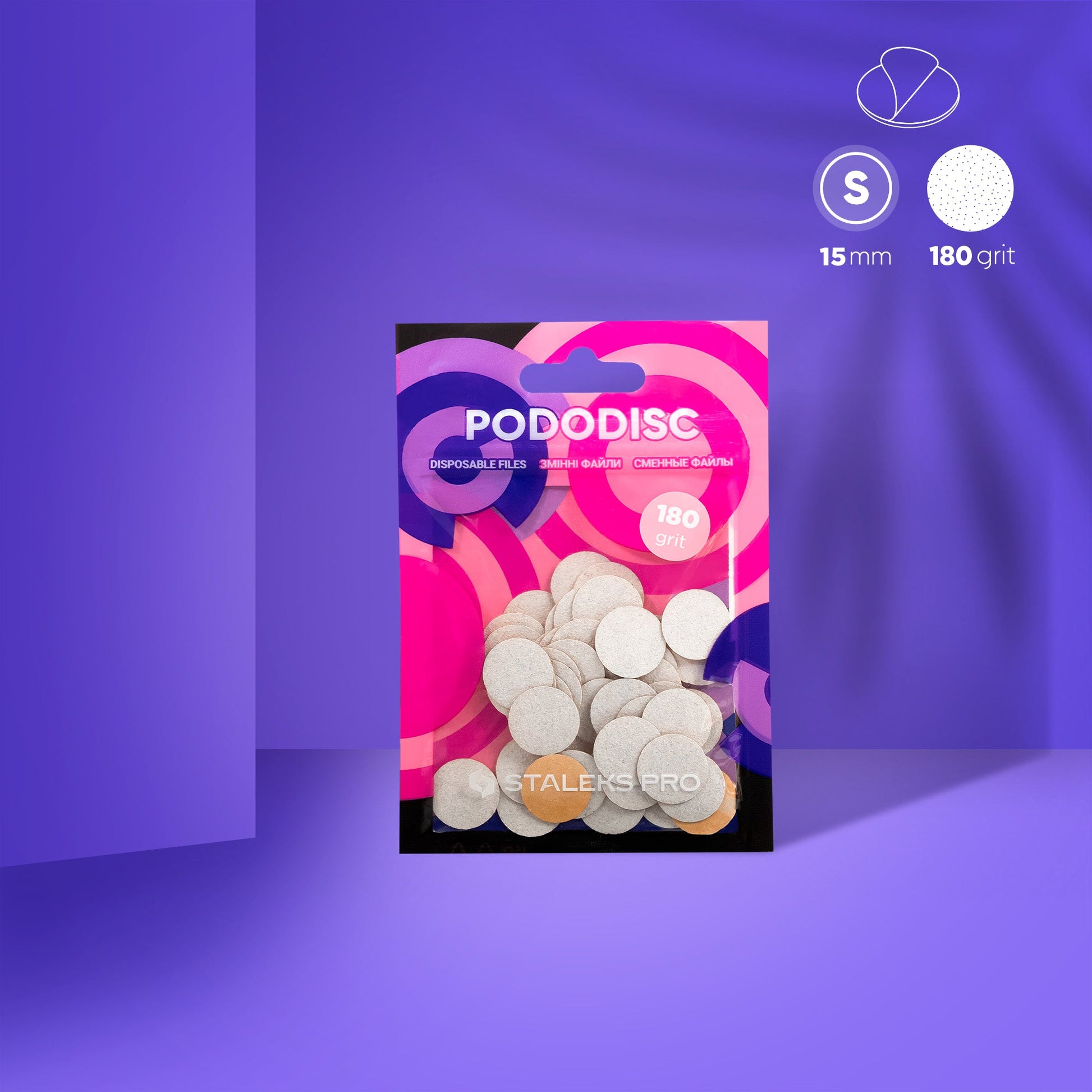 Recharge pour disque pédicure PODODISC STALEKS PRO S, 180 grits (50 pcs)