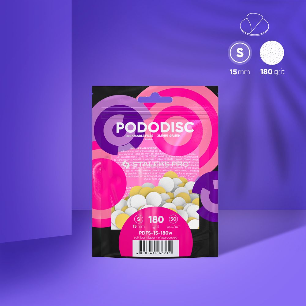 Pack de recharge de limes avec mousse adhésives pour PODODISC STALEKS PRO S, 180 grits (50 pcs)