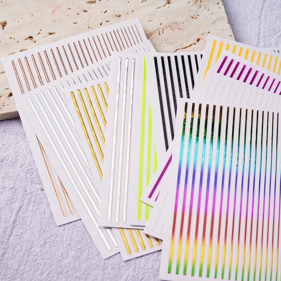 SMOOTH STRIPE NAIL ART STICKER 07 RAINBOW🌈