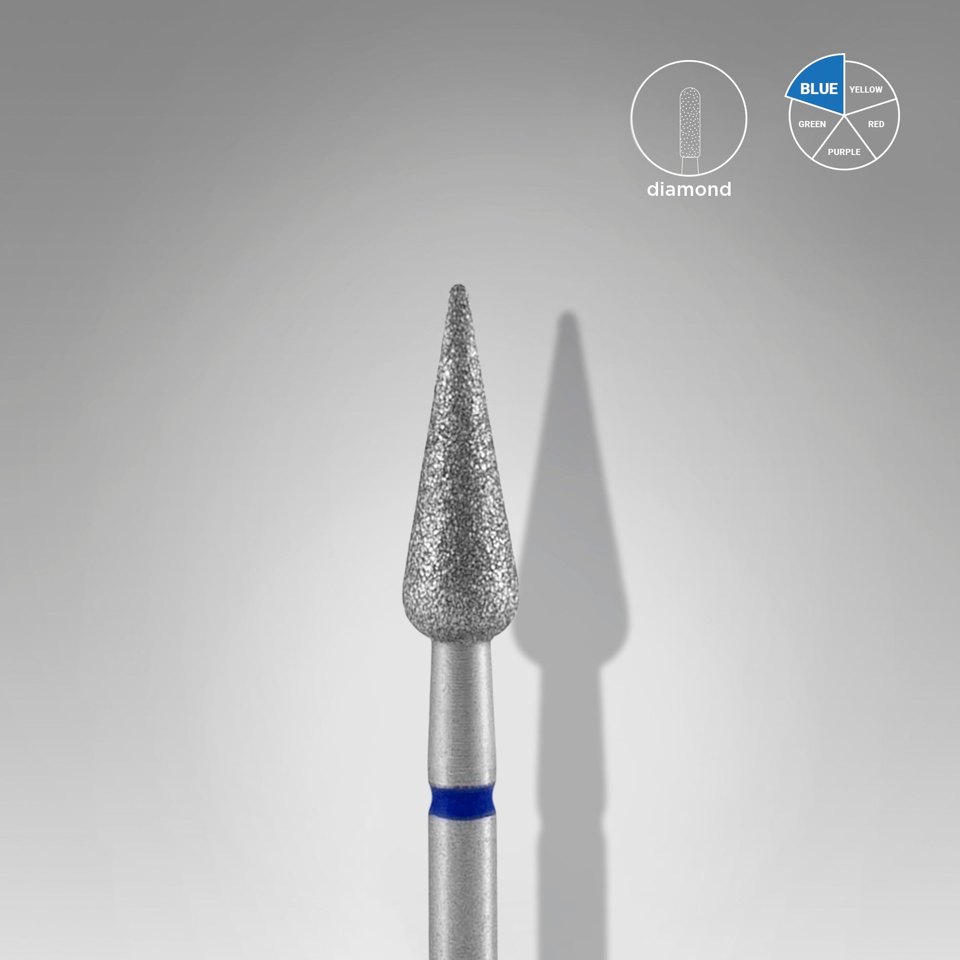 Embout diamanté pointu poire bleu EXPERT tête diamètre 4 mm / partie travaillante 12 mm