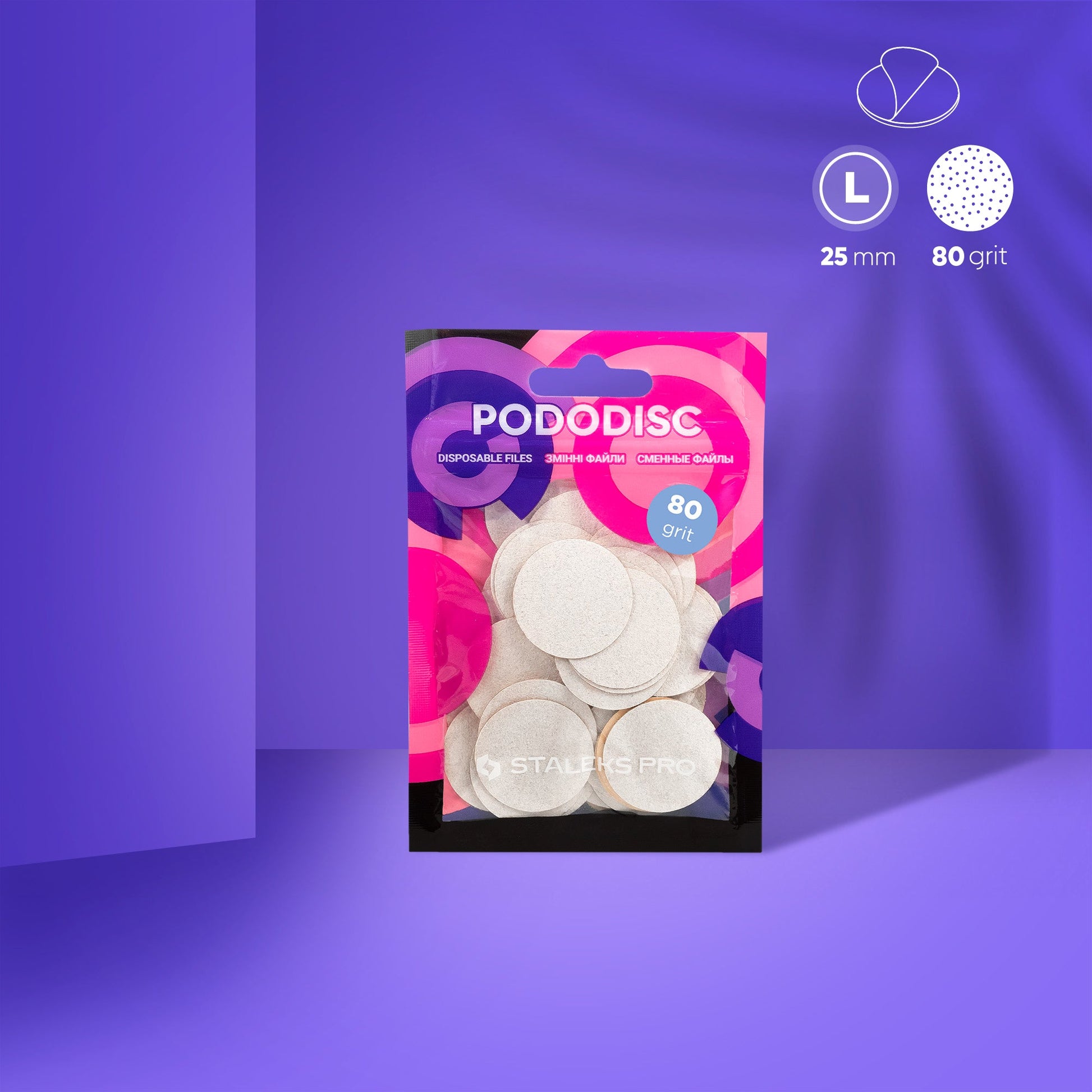 Recharge pour disque pédicure PODODISC STALEKS PRO L, 80 grits (50 pcs)