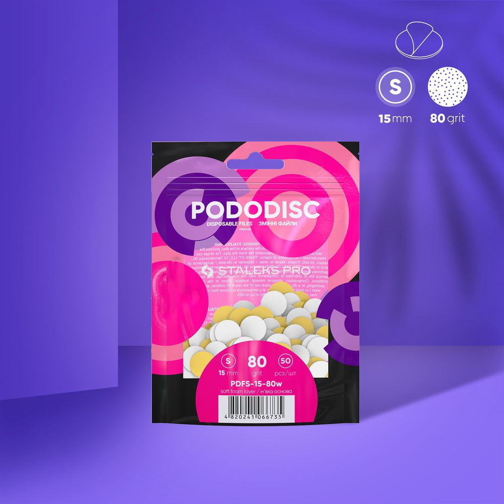Pack de recharge de limes avec mousse adhésives pour PODODISC STALEKS PRO S, 80 grits (50 pcs)