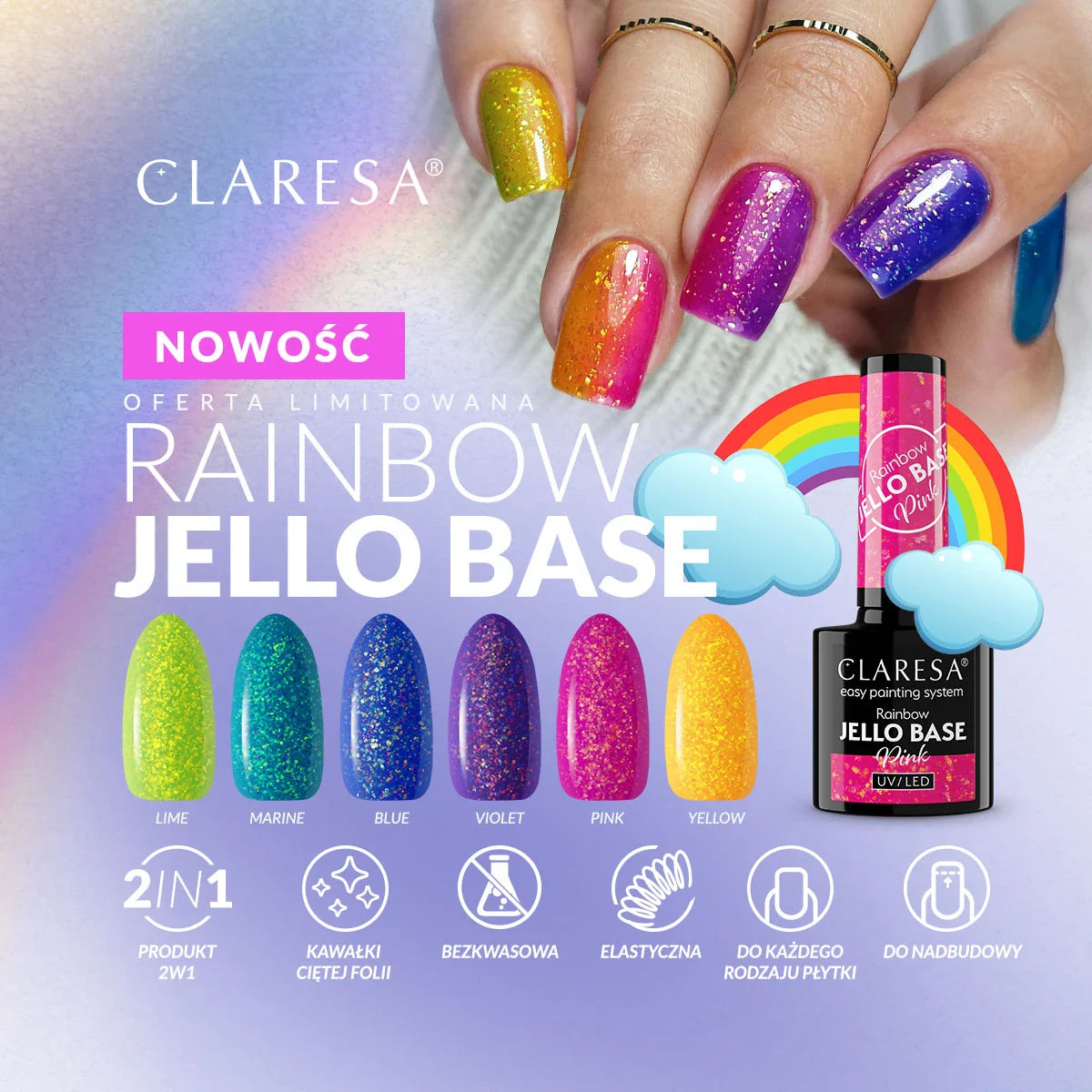 CLARESA RAINBOW JELLO BASE BLUE-L