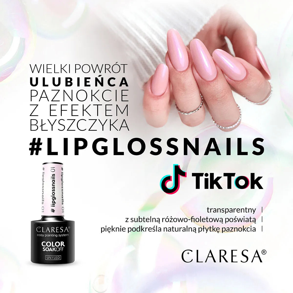 CLARESA LAKIER HYBRYDOWY LIPGLOSSNAILS 1