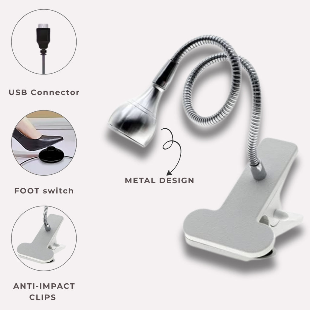 FLEX UV LED LAMP SILVER WITH FOOT SWITCH