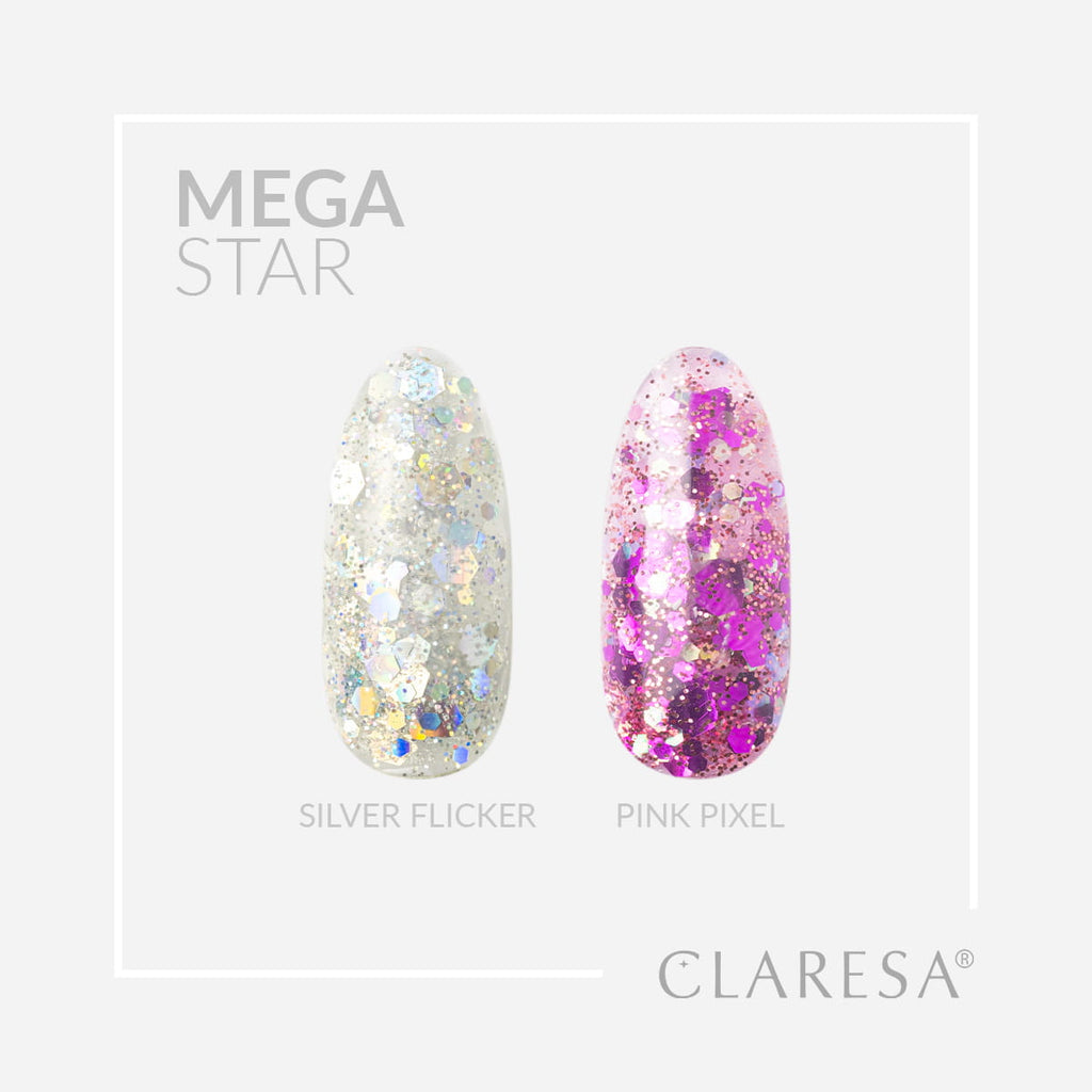 Gel nail art Claresa MEGASTAR SILVER FLICKER - 10 g