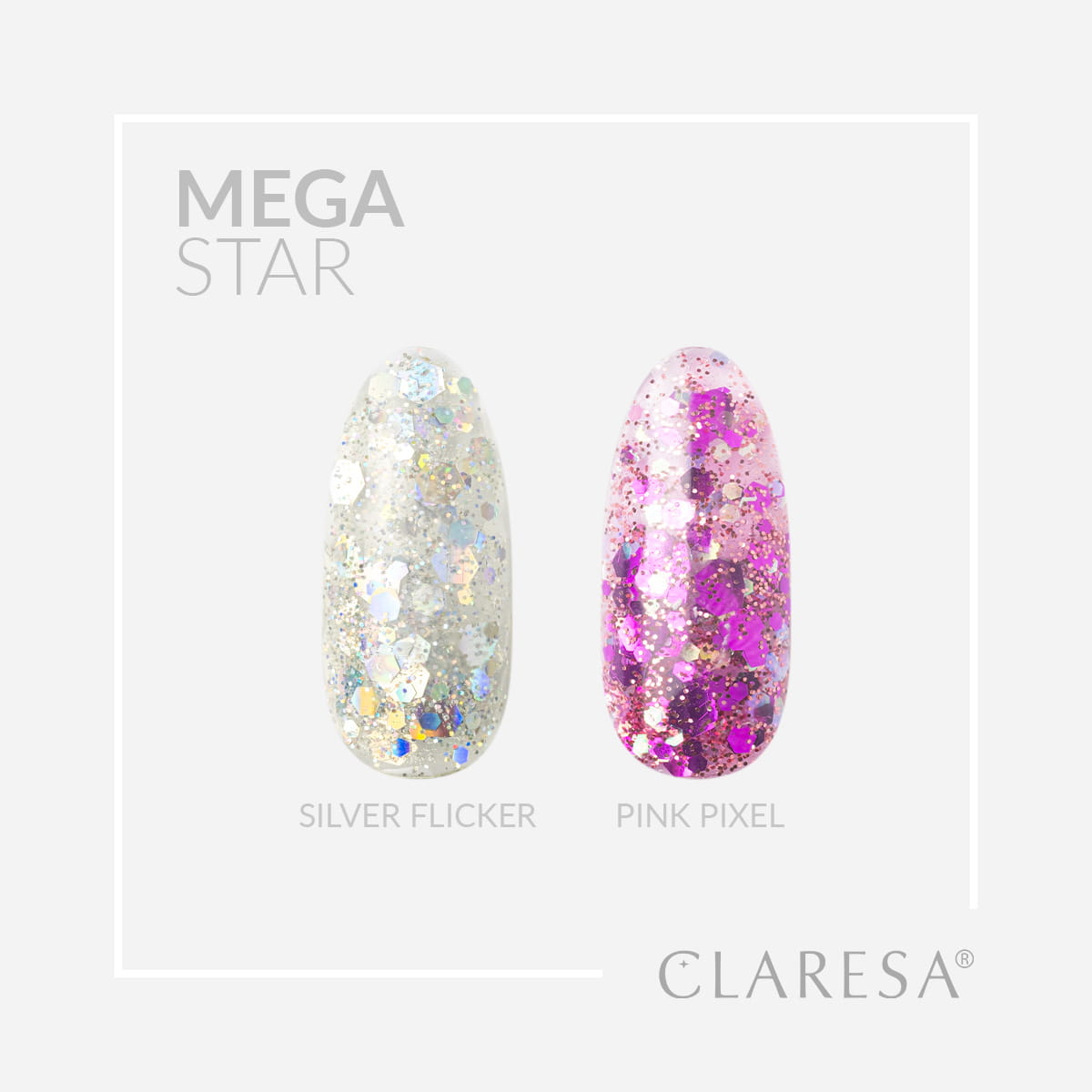 Gel nail art Claresa MEGASTAR SILVER FLICKER - 10 g