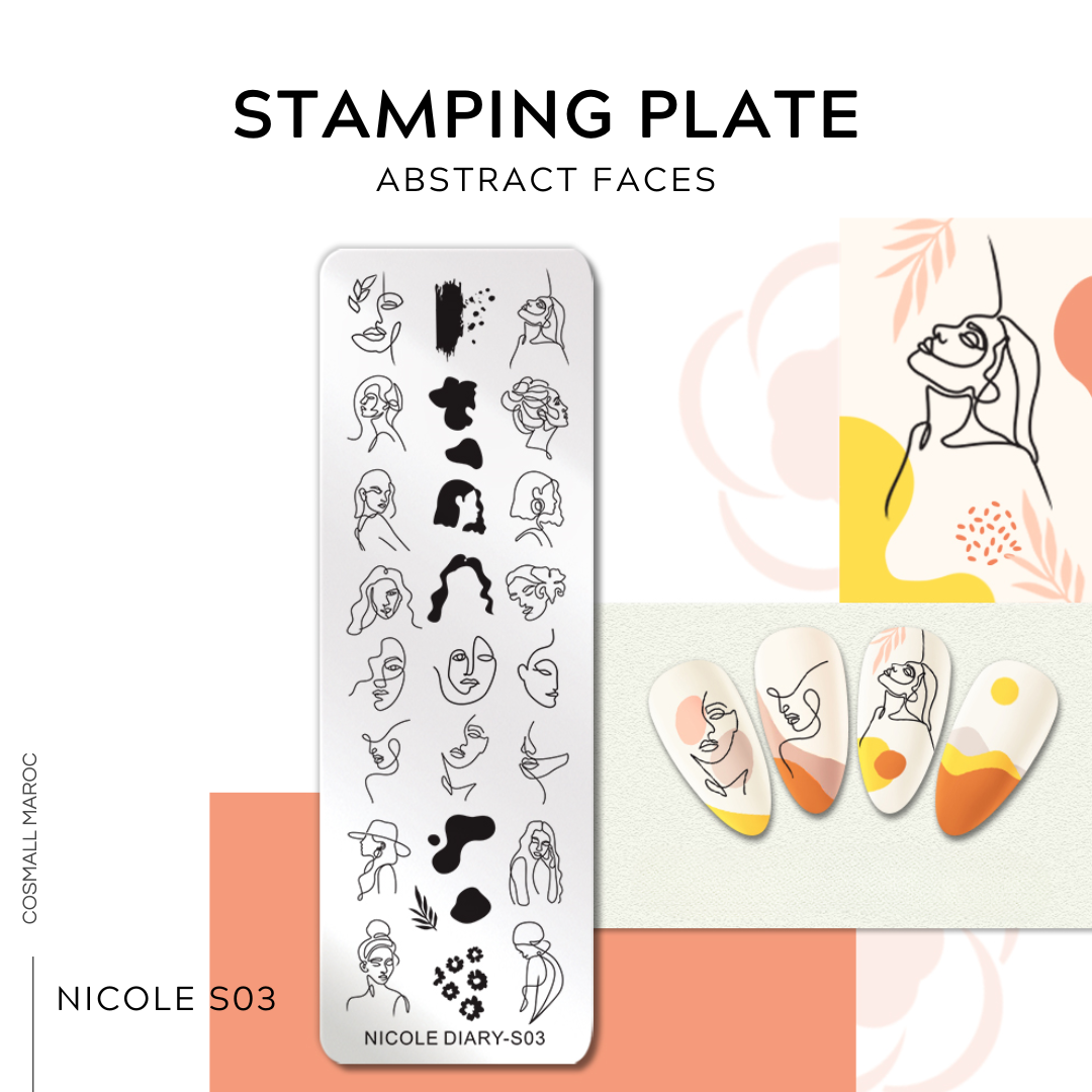 STAMPING PLATE ABSTRACT FACES NICOLE S03
