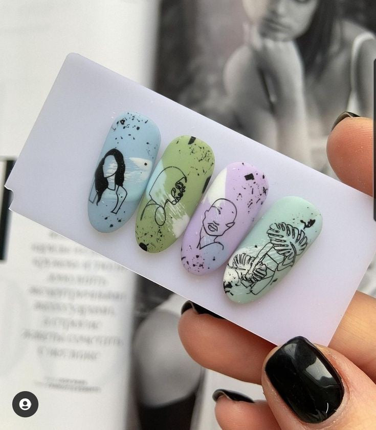 STAMPING PLATE ABSTRACT FACES PY-J060