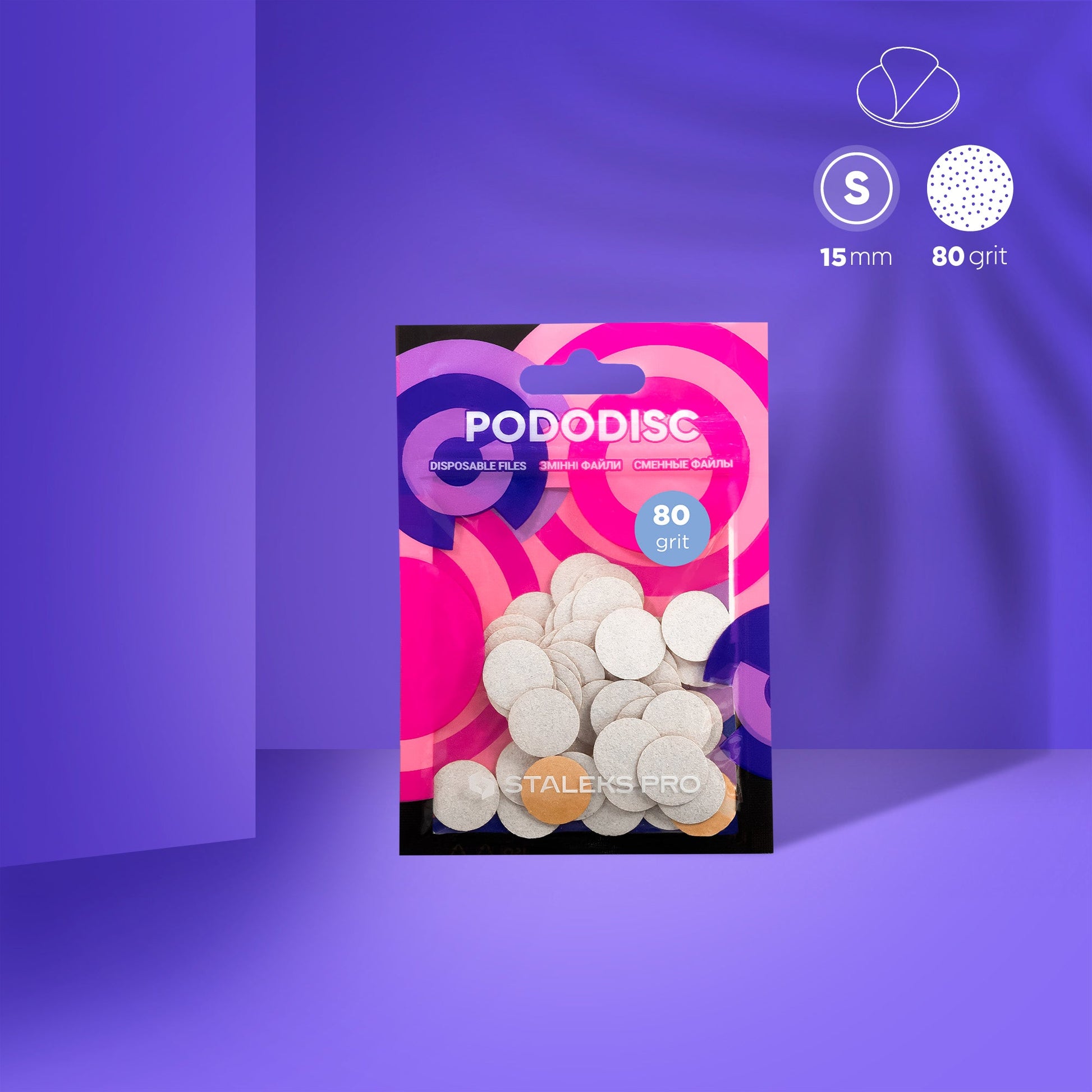 Recharge pour disque pédicure PODODISC STALEKS PRO S, 80 grits (50 pcs)