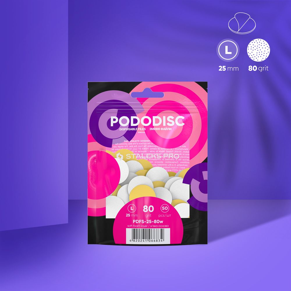 Pack de recharge de limes avec mousse adhésives pour PODODISC STALEKS PRO L, 80 grits (50 pcs)
