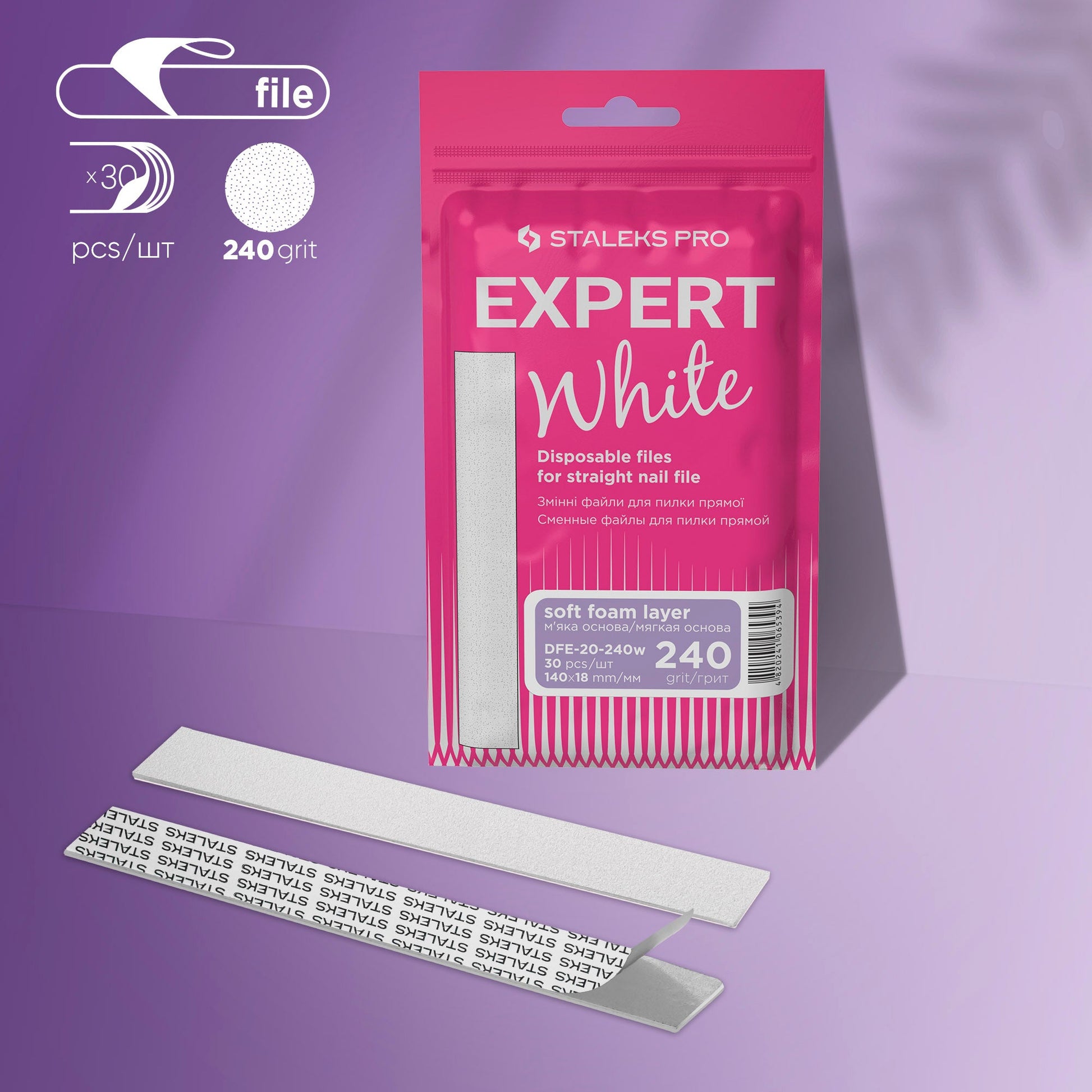 Pack de recharges de limes adhésives avec mousse pour base droite EXPERT 20, 240 grits (30 pcs)