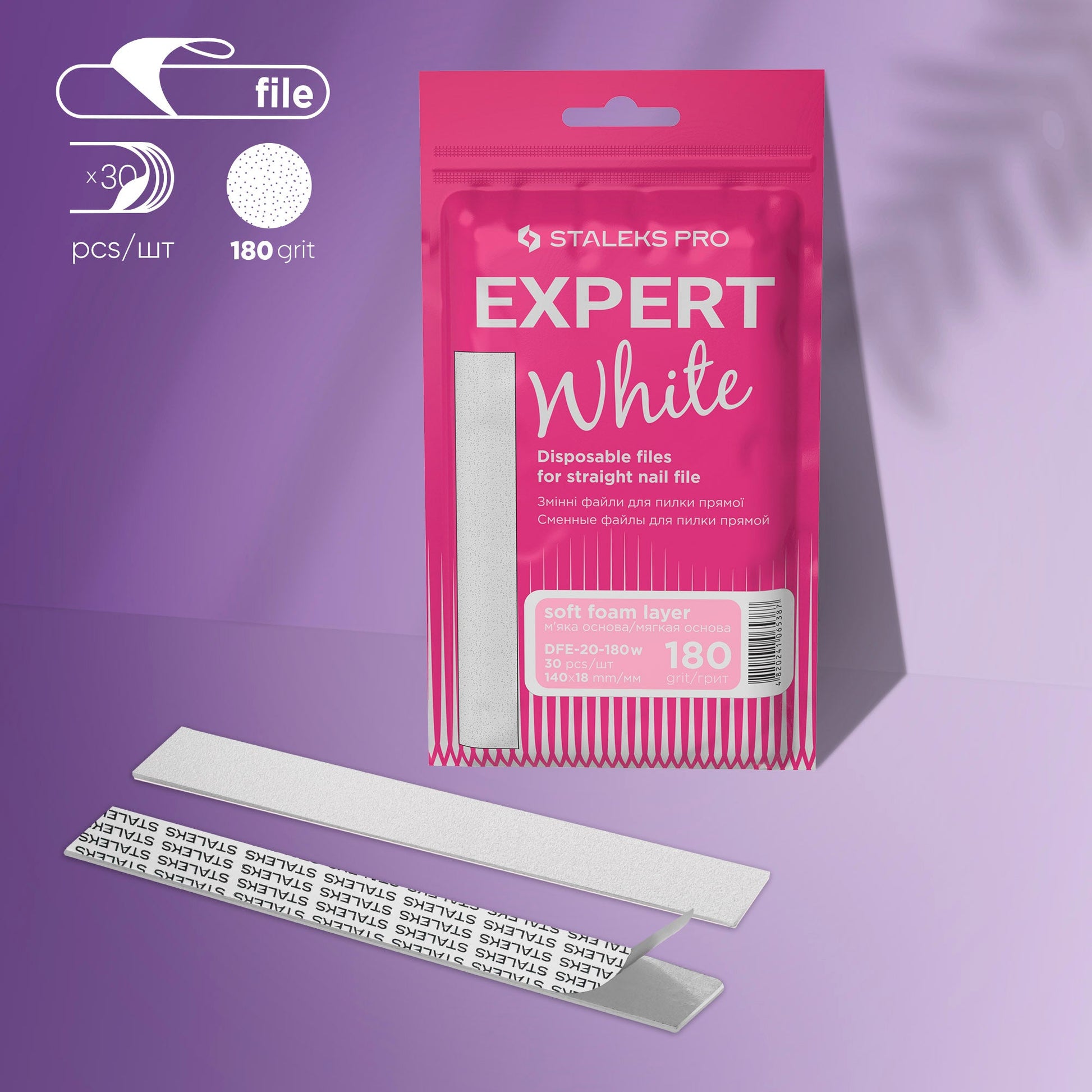Pack de recharges de limes adhésives avec mousse pour base droite EXPERT 20, 180 grits (30 pcs)