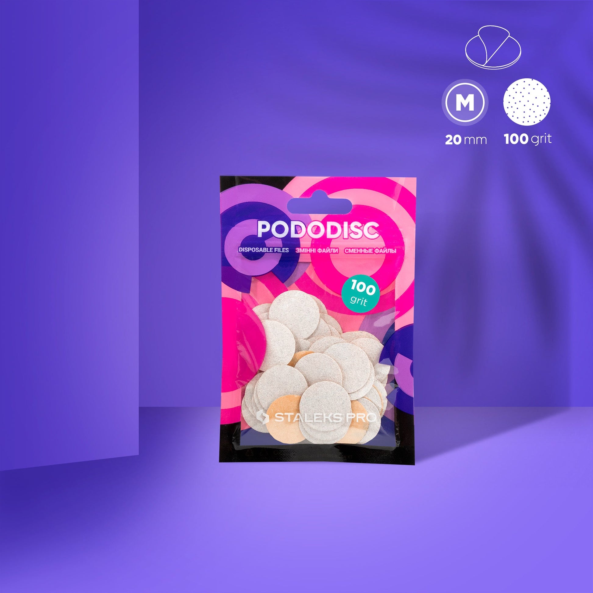Recharge pour disque pédicure PODODISC STALEKS PRO M, 100 grits (50 pcs)