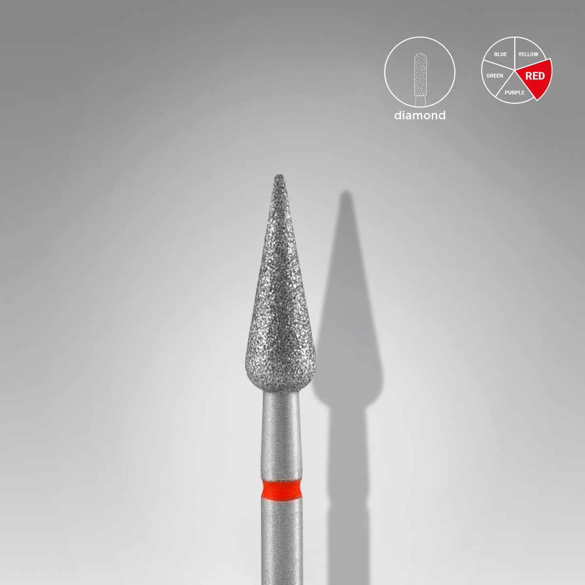 Embout diamanté pointu poire rouge EXPERT tête diamètre 4 mm / partie travaillante 12 mm