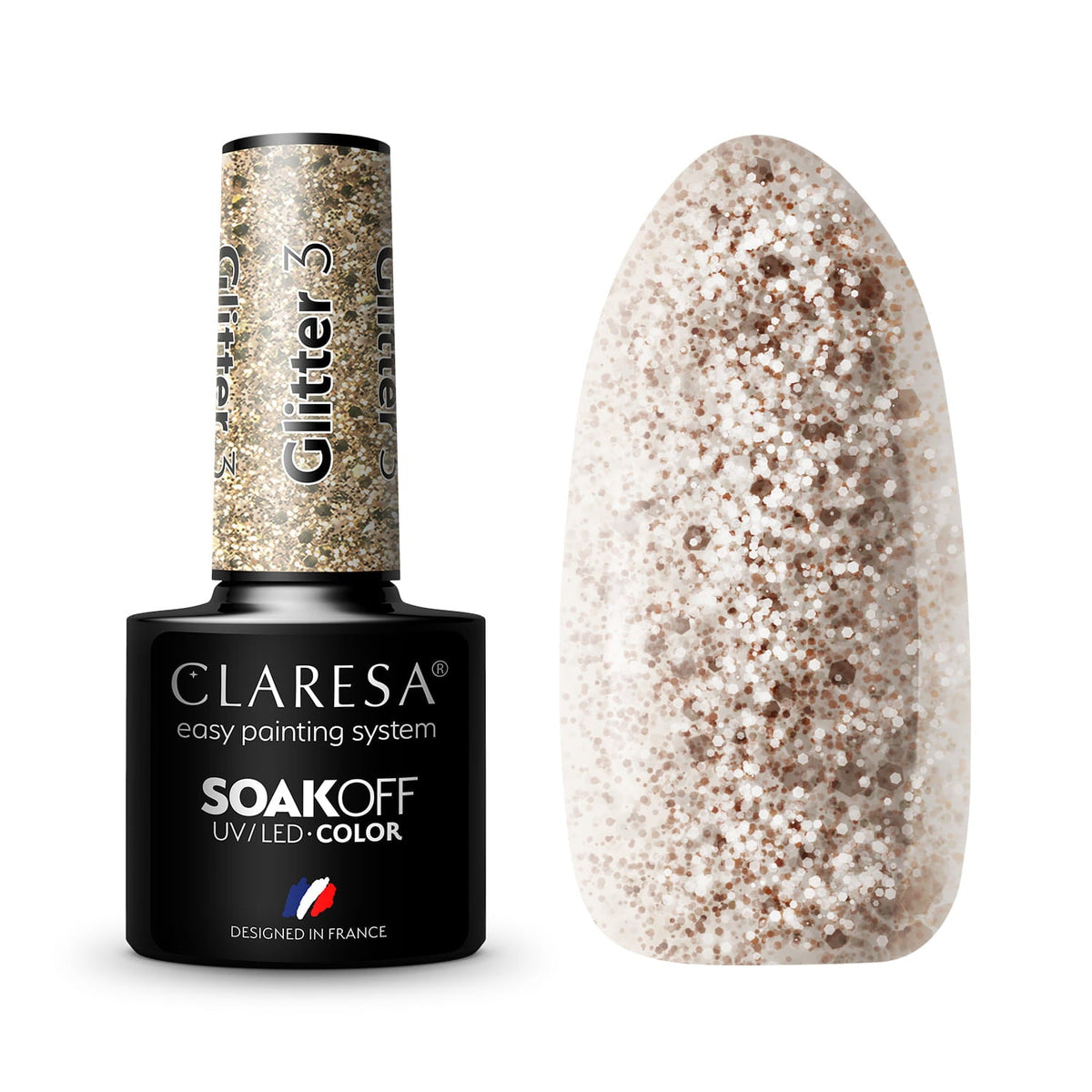CLARESA LAKIER HYBRYDOWY GLITTER 3 5 g