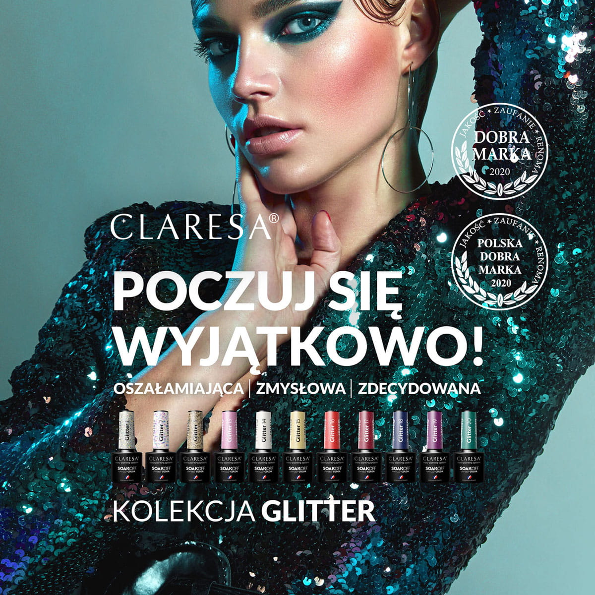 CLARESA LAKIER HYBRYDOWY GLITTER 2 5 g
