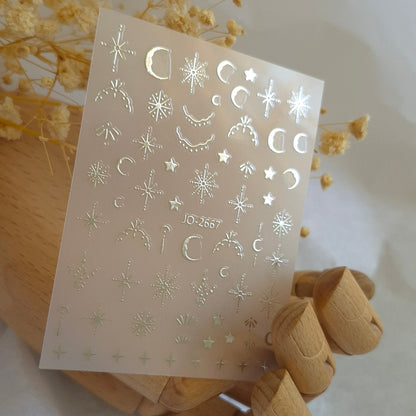 3D NAIL ART STICKER JO2667 | S02  STARLIGHT SILVER  METALIC