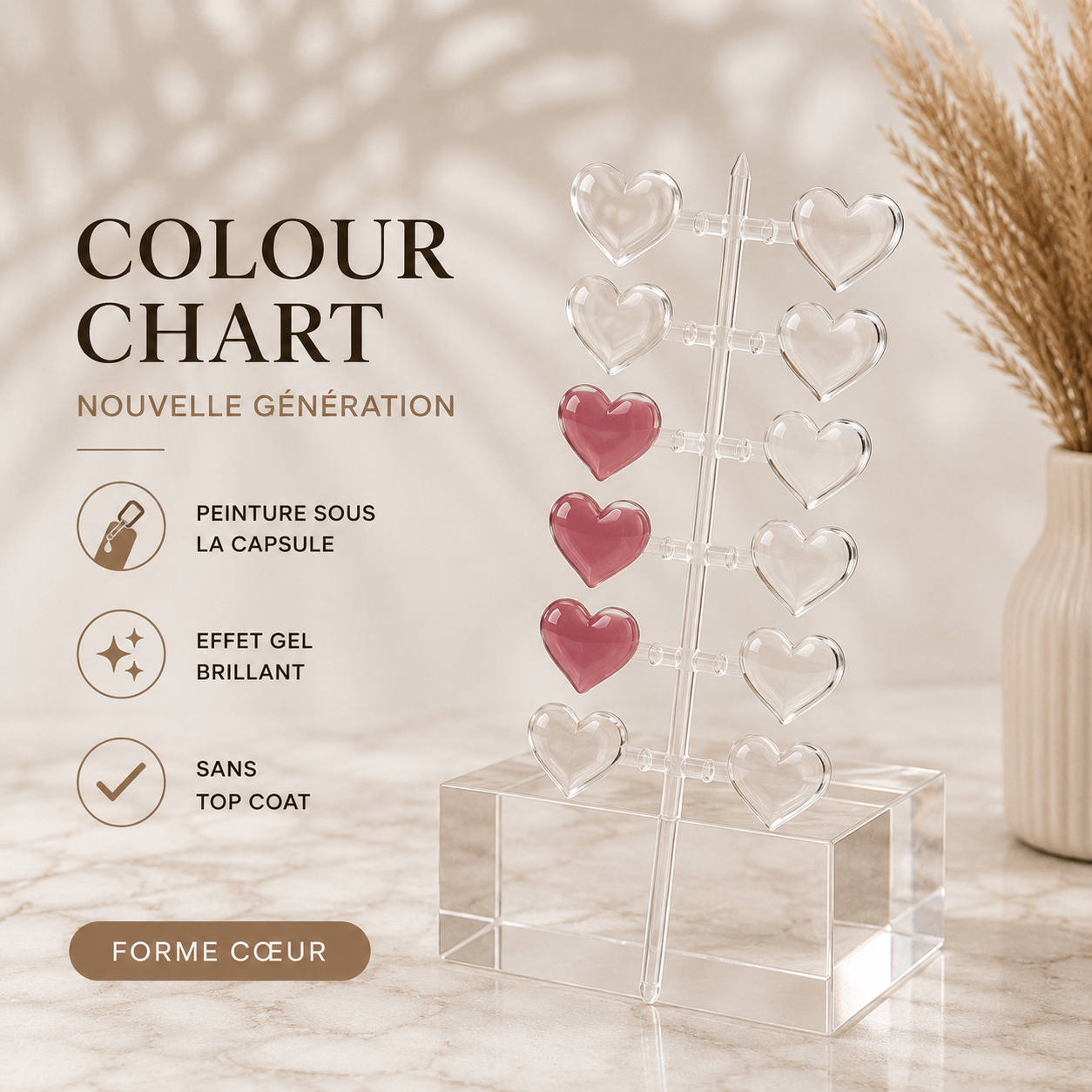 NAIL ART DISPLAY - CLEAR SOFT HEART 50 PCS