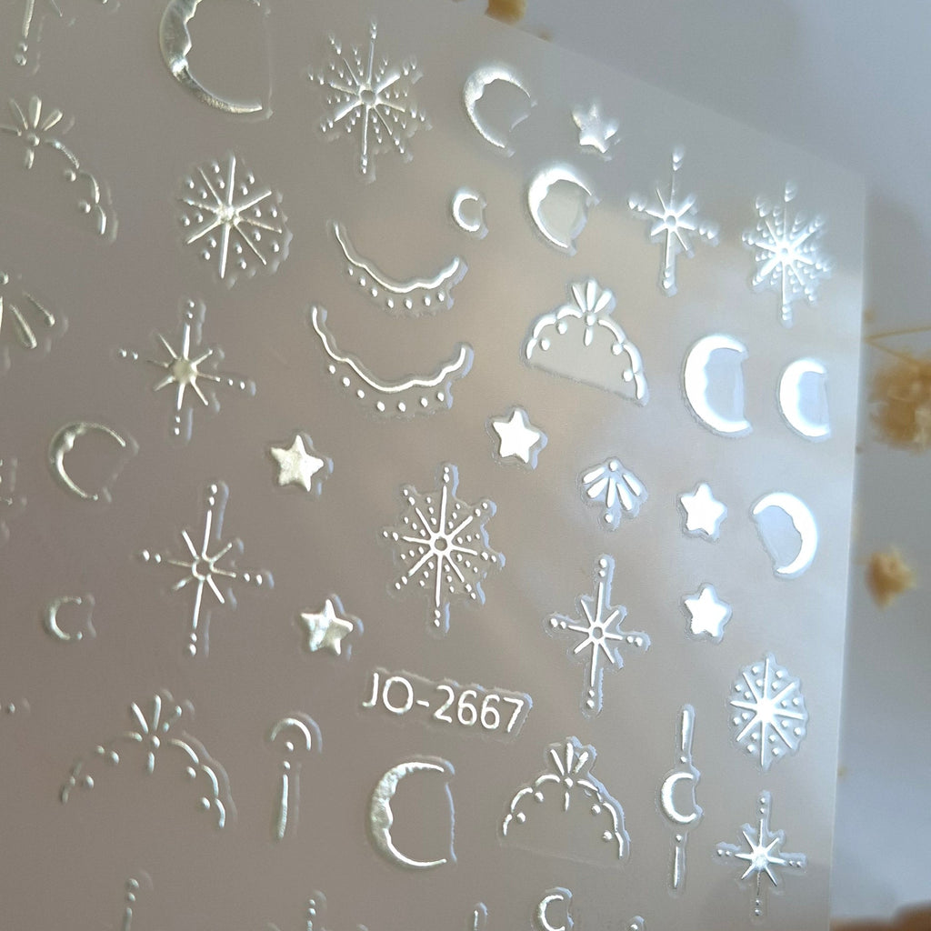 3D NAIL ART STICKER JO2667 | S02  STARLIGHT SILVER  METALIC