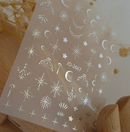 3D NAIL ART STICKER JO2667 | S02  STARLIGHT SILVER  METALIC