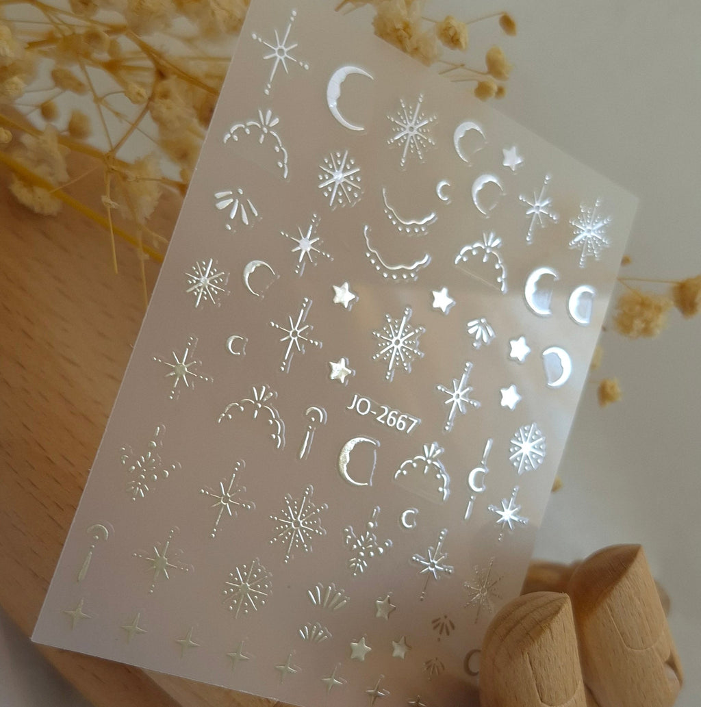 3D NAIL ART STICKER JO2667 | S02  STARLIGHT SILVER  METALIC