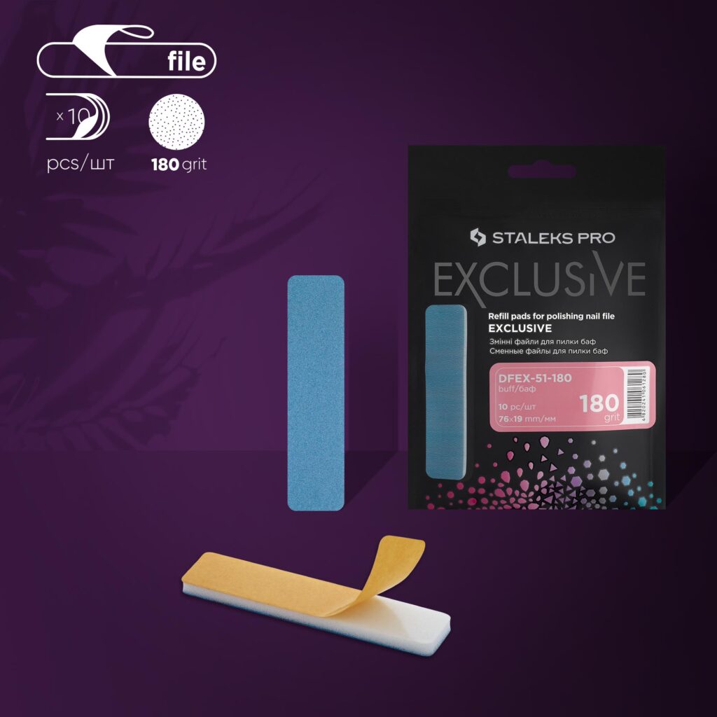 Disposable files for short nail file (buff on foam base) Staleks Pro Exclusive 51, 180 grit (10 pcs)